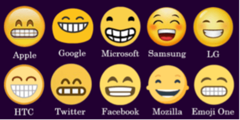 Tio olika sätt Emojin Grinning face ser ut-